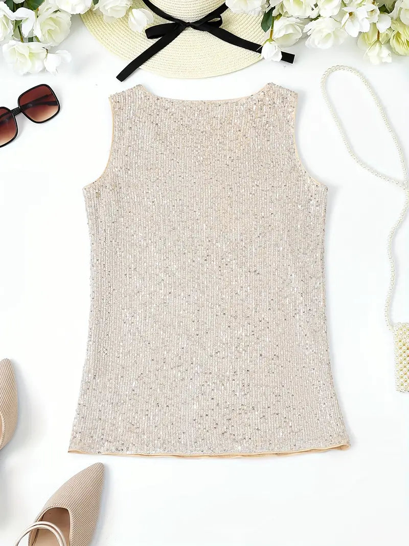 Uma – Elegante top sin mangas con lentejuelas