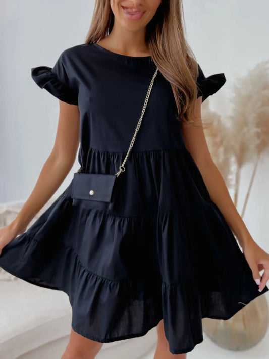 Lizzie - Minivestido de volantes con mangas escalonadas