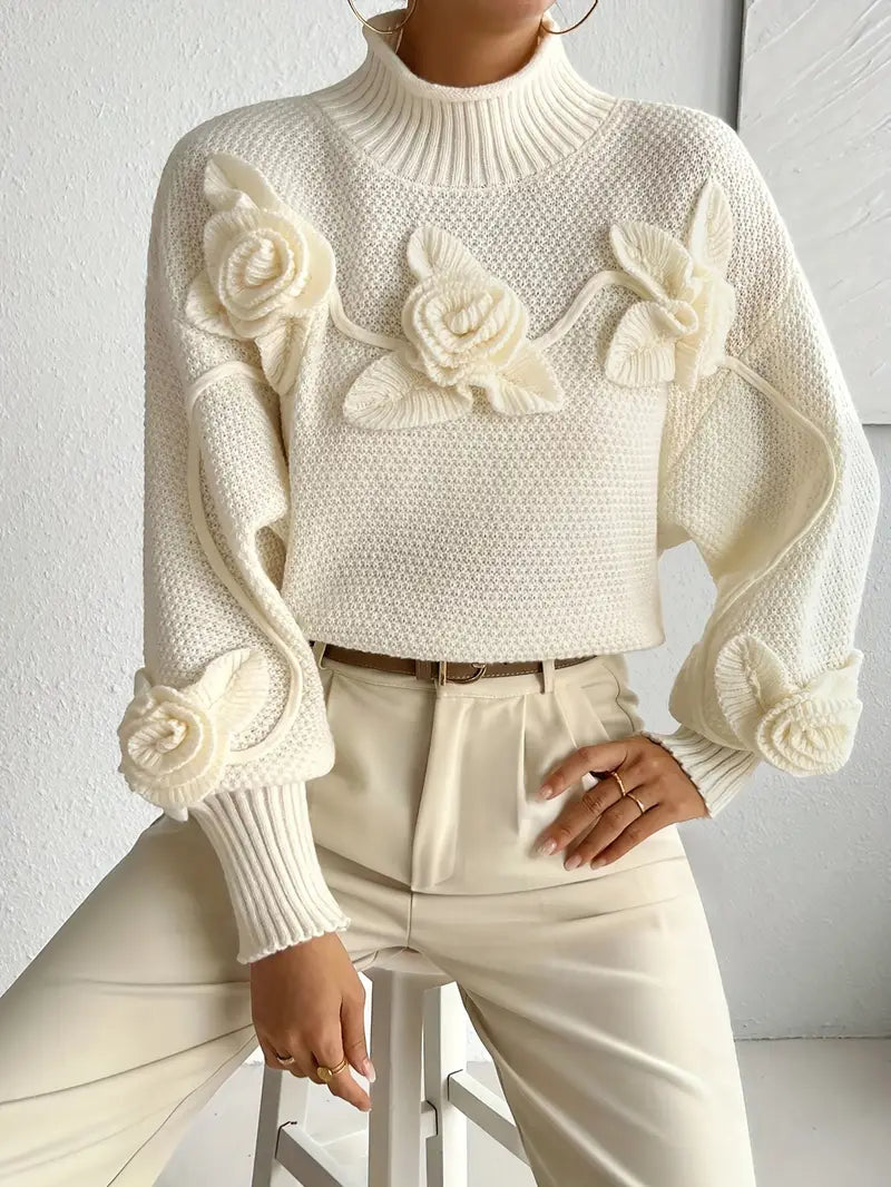 Amihan – Jersey de cuello vuelto con flores