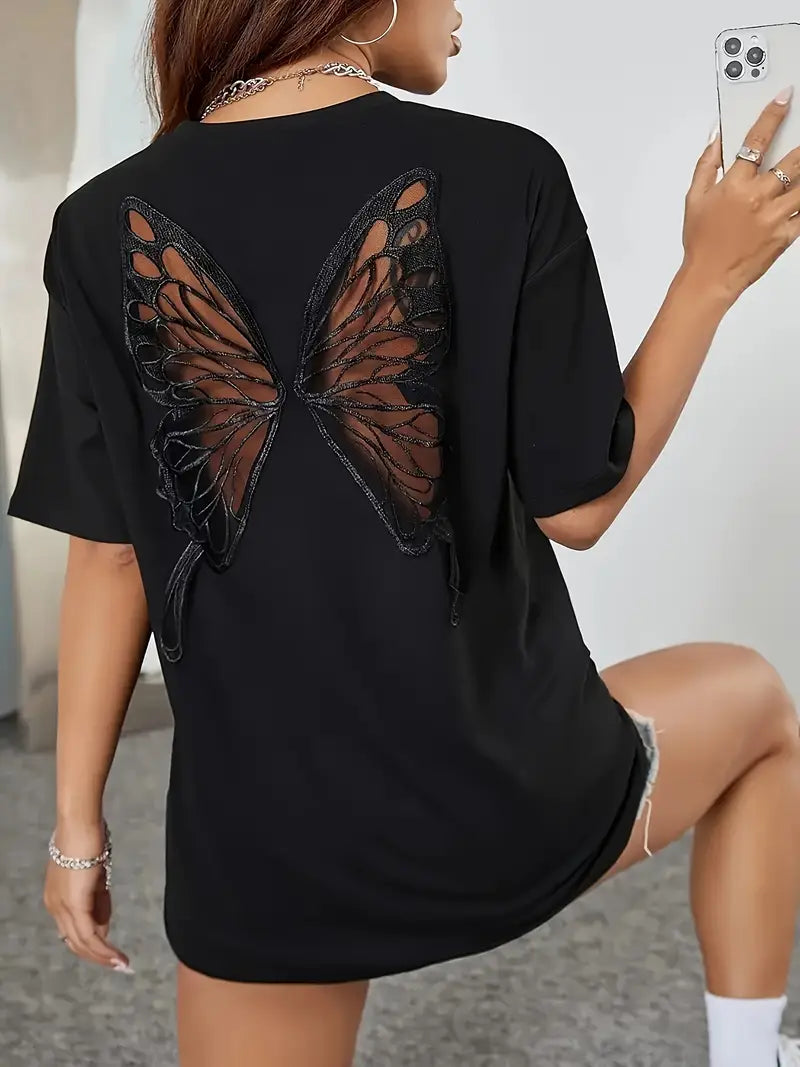 Melina – Camisa de malla de mariposas de algodón