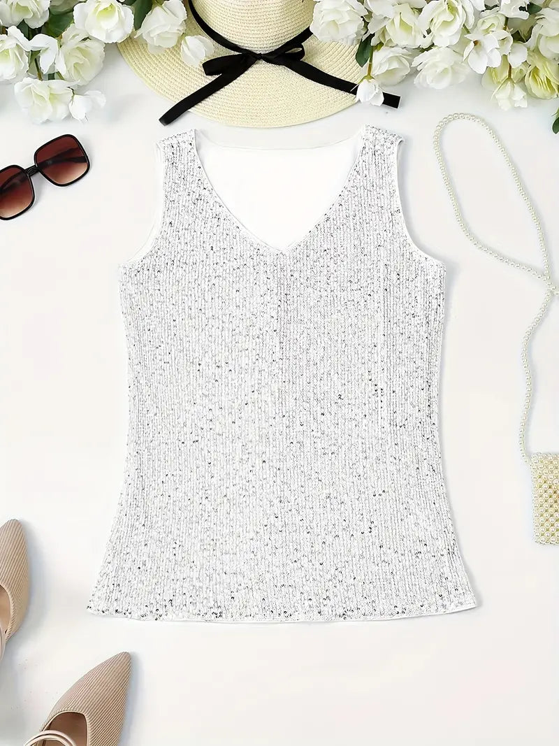 Uma – Elegante top sin mangas con lentejuelas