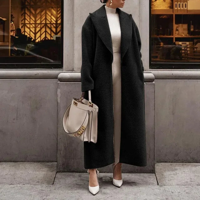 Kaitlin - Elegante gabardina larga oversize versátil