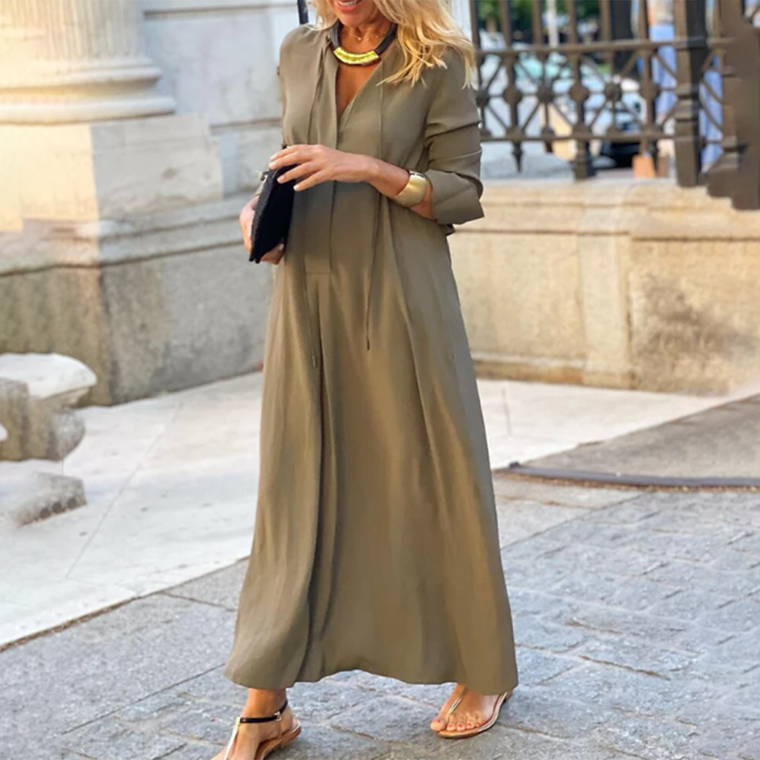 Alena - Elegante maxi vestido de manga larga