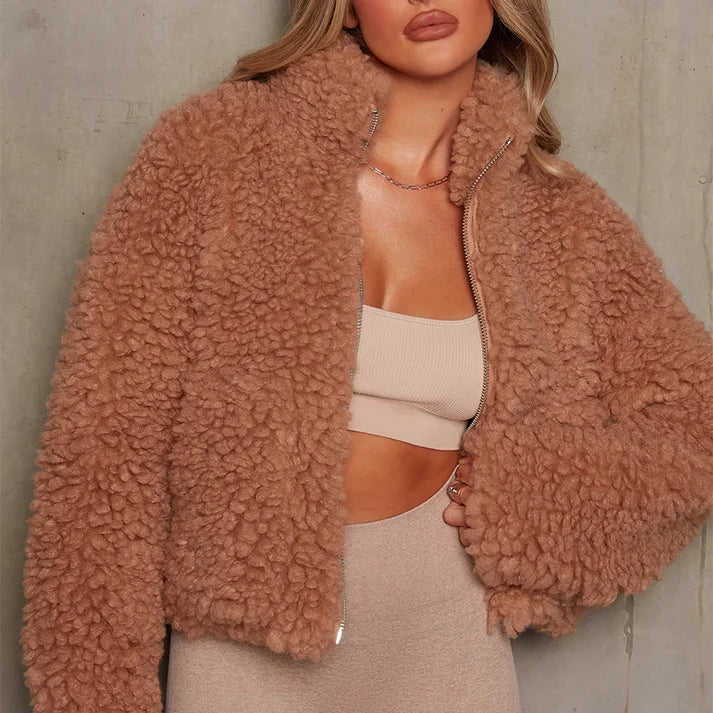 Beary - Elegante chaqueta de felpa para mujer con cremallera