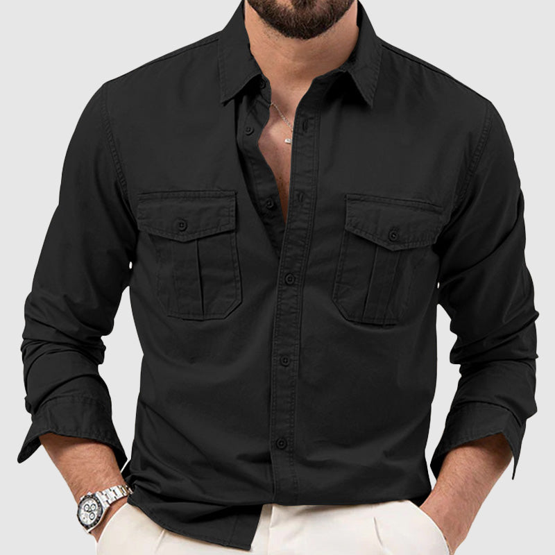 Kyler - Elegante camisa abotonada de manga larga con dos bolsillos en el pecho