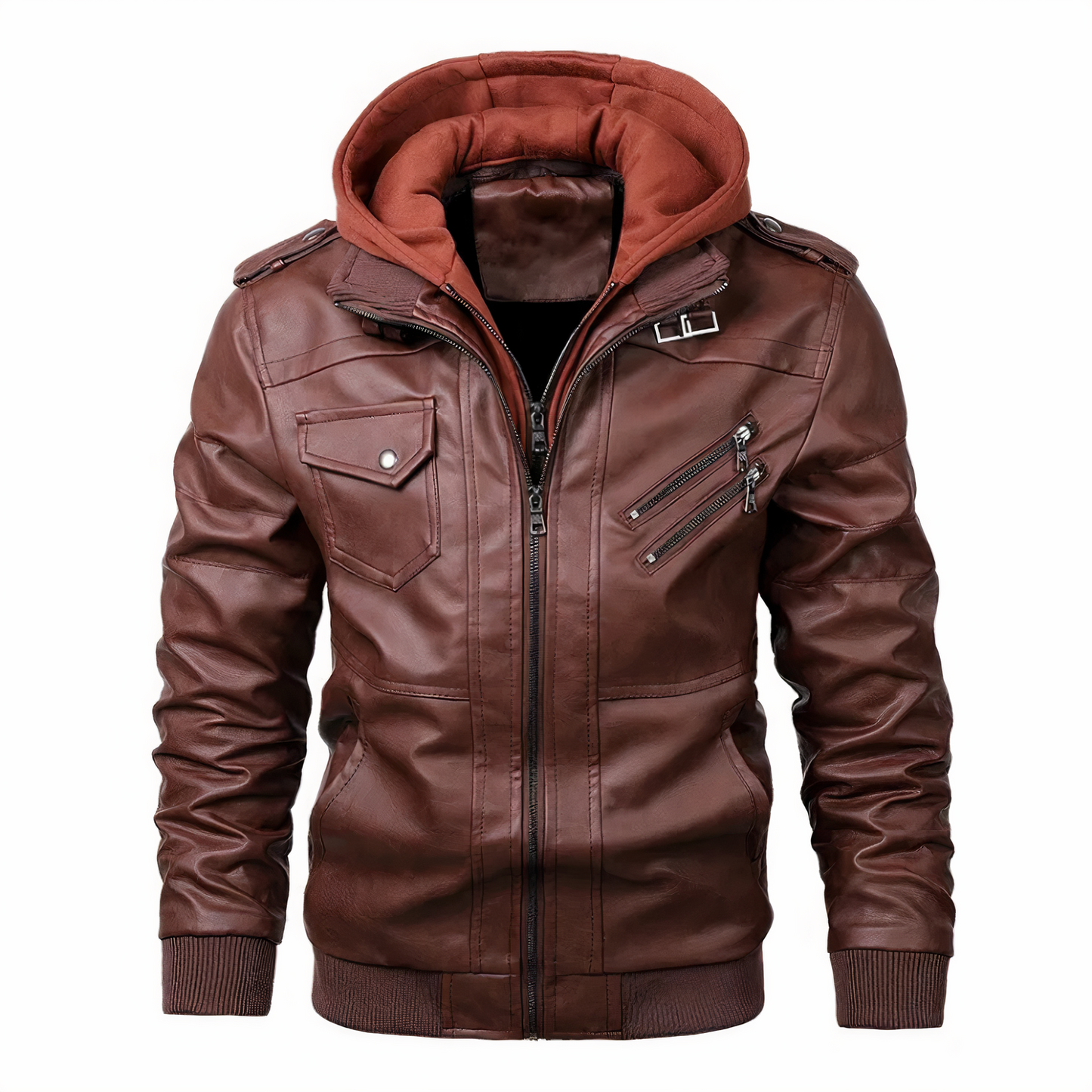 Grant - Chaqueta de moto de piel sintética para hombre