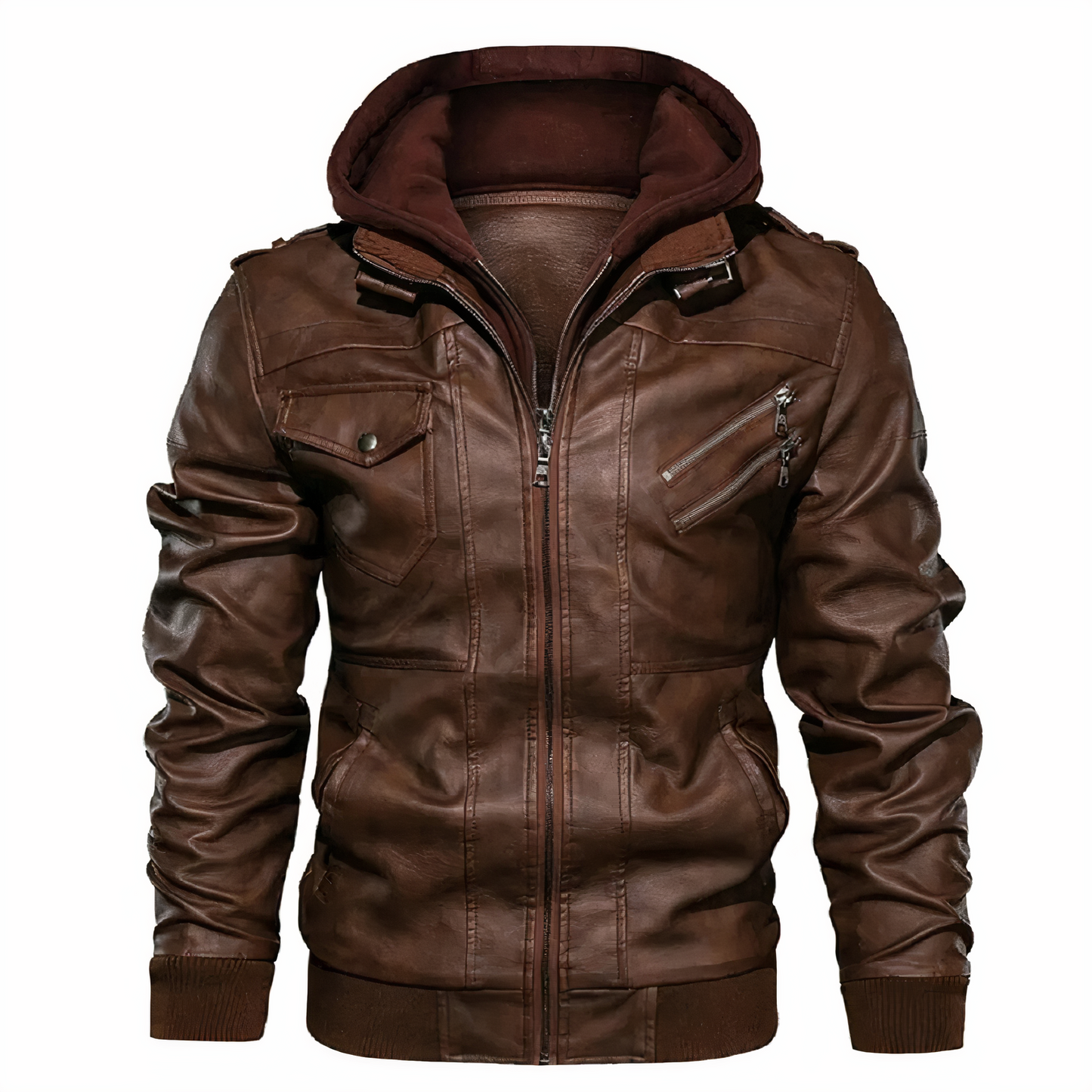Grant - Chaqueta de moto de piel sintética para hombre