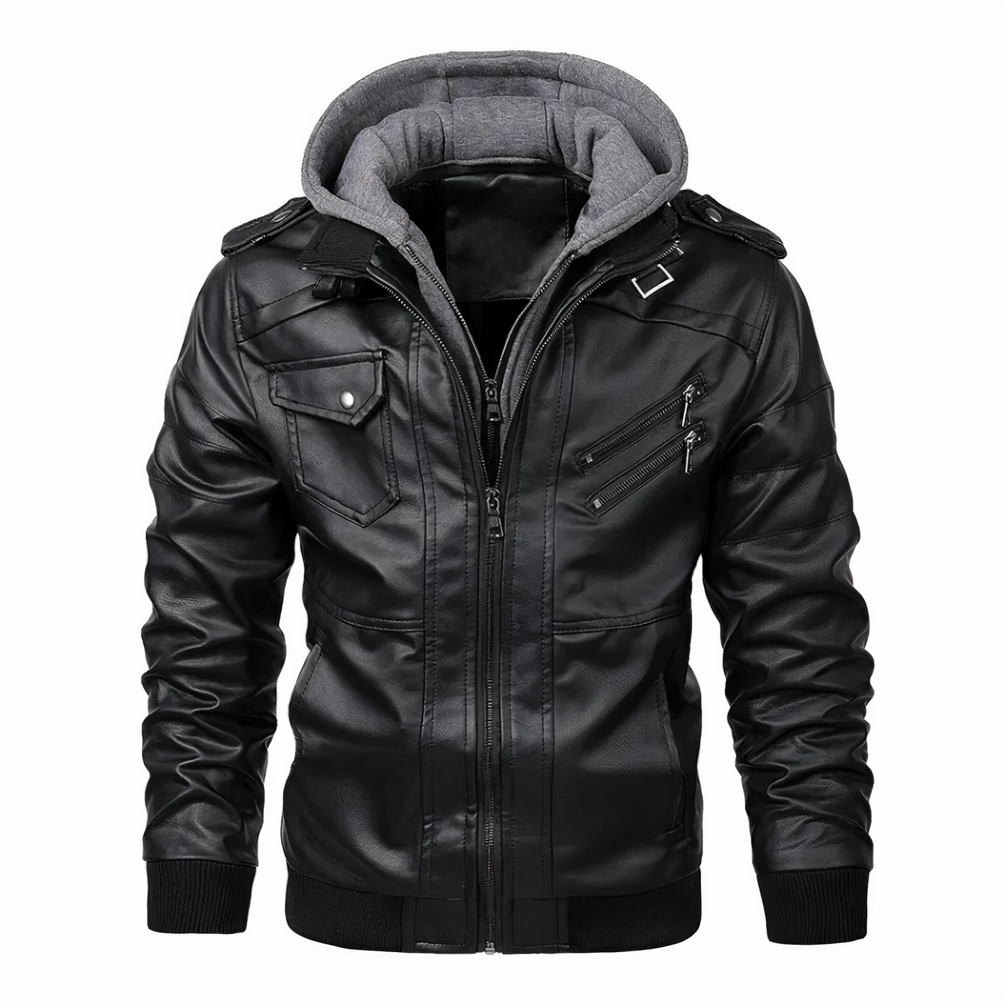 Grant - Chaqueta de moto de piel sintética para hombre