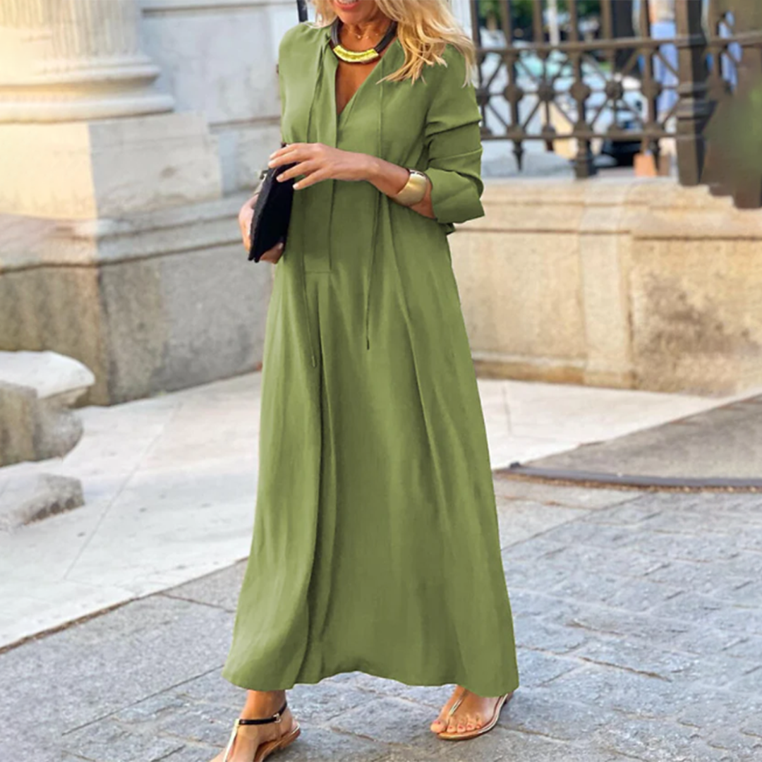 Alena - Elegante maxi vestido de manga larga
