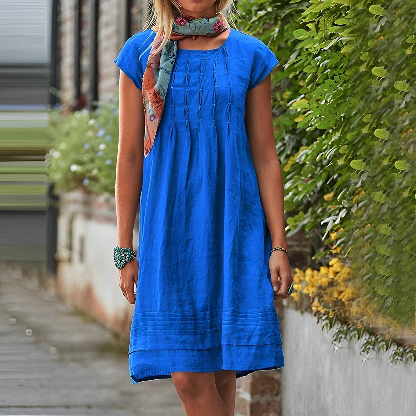 Renesmae - Vestido midi de manga corta holgado y casual