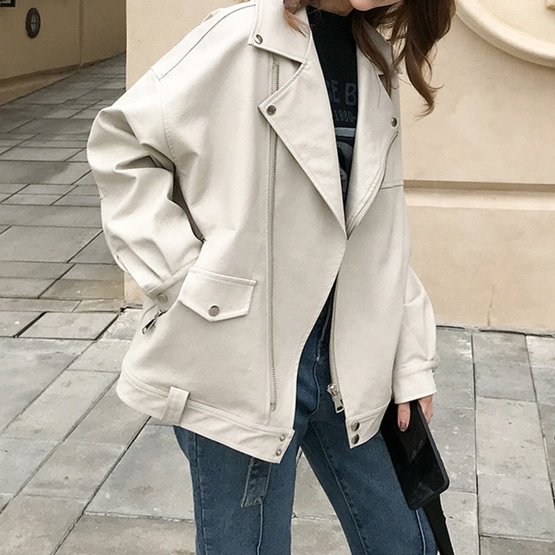 Bella - Chaqueta Oversize para Mujer Estilo Motocicleta