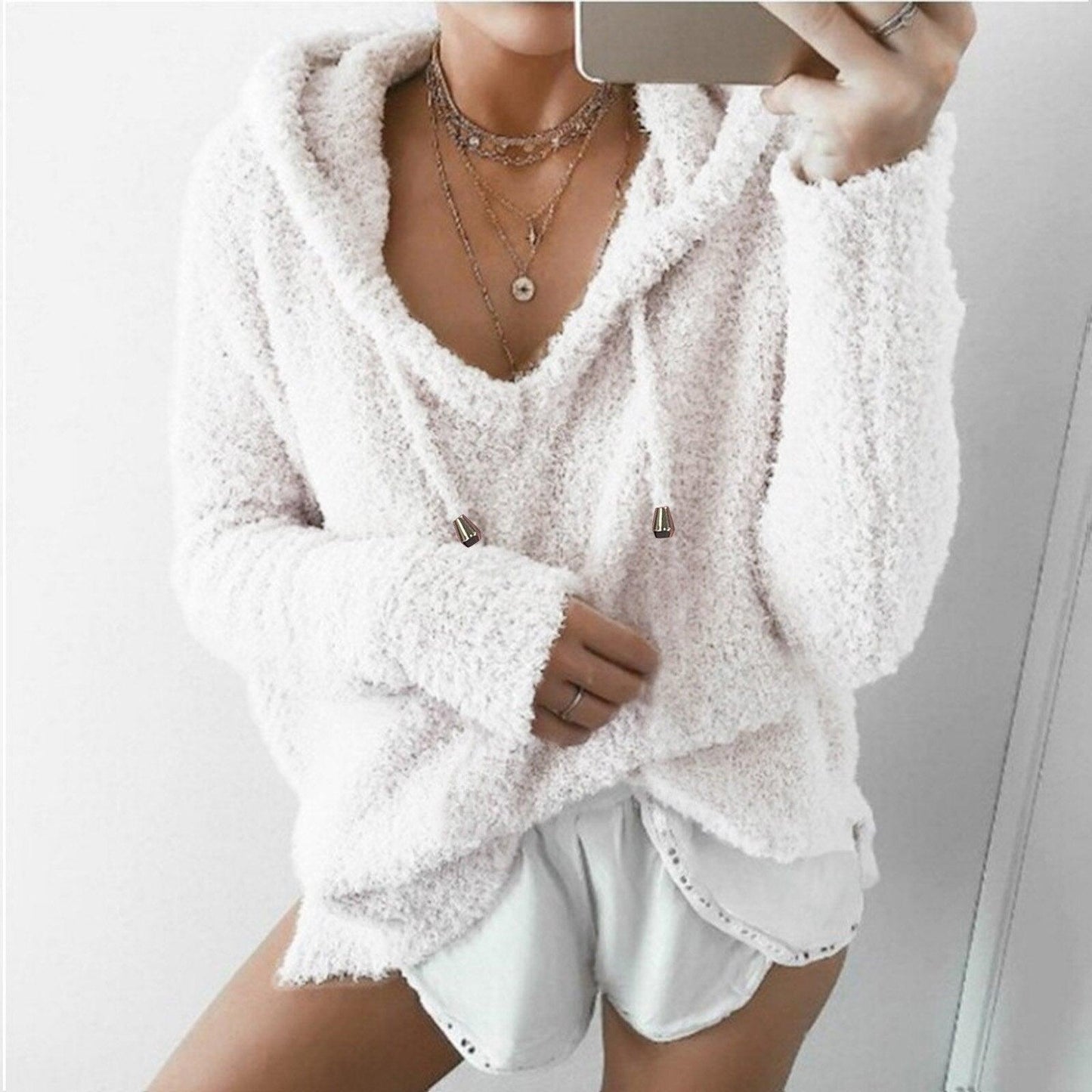 Olivianne - Elegante chaqueta con capucha de forro polar suave