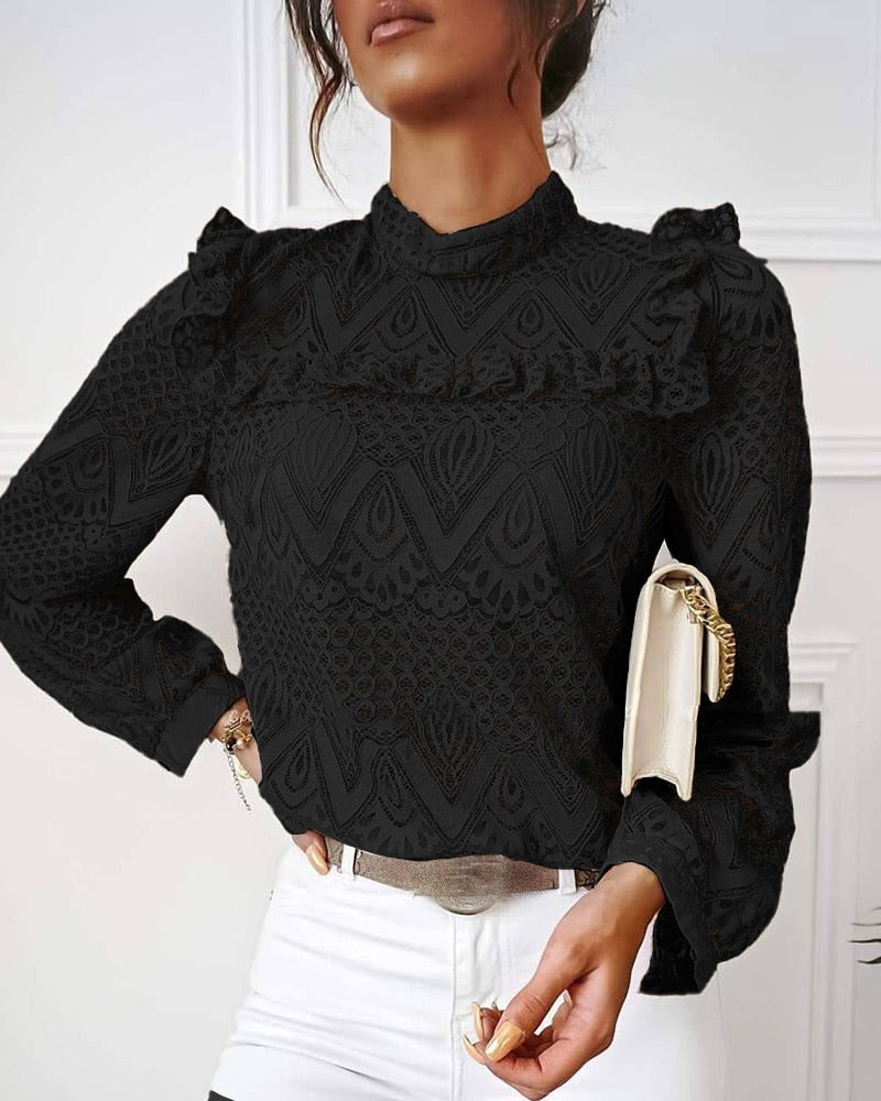 Yanella - Elegante blusa de encaje de manga larga