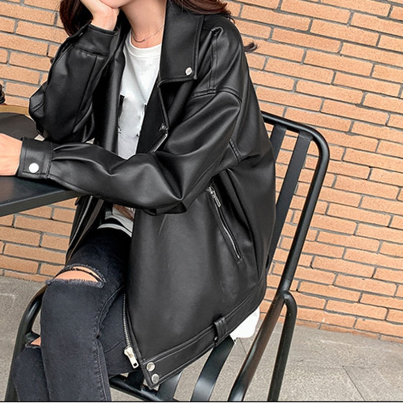 Bella - Chaqueta Oversize para Mujer Estilo Motocicleta