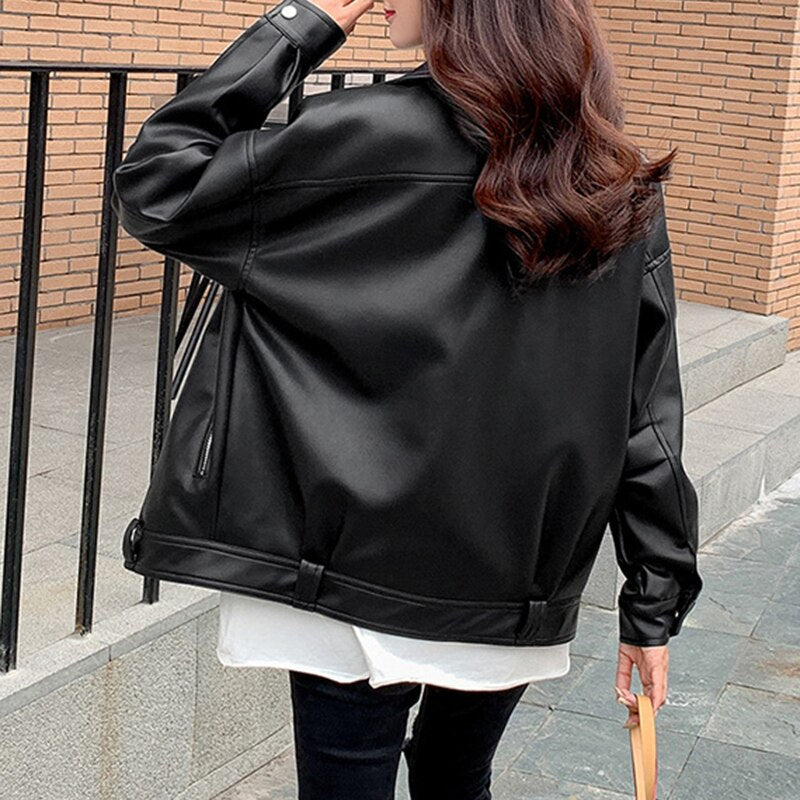 Bella - Chaqueta Oversize para Mujer Estilo Motocicleta