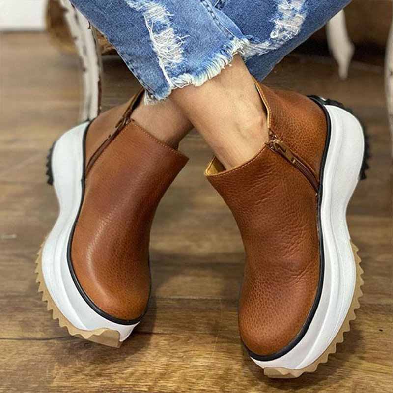 Botines de Cuña Informales para Mujer con Cremallera