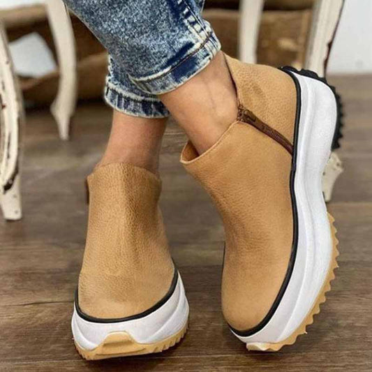 Botines de Cuña Informales para Mujer con Cremallera