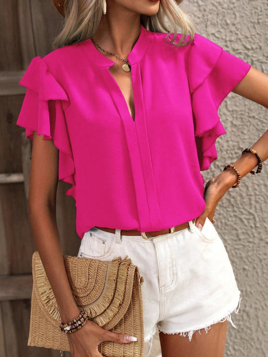 Blessie - Elegante blusa de manga corta con volante