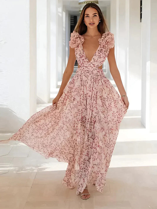 Valentina - Vestido maxi elegante y fruncido