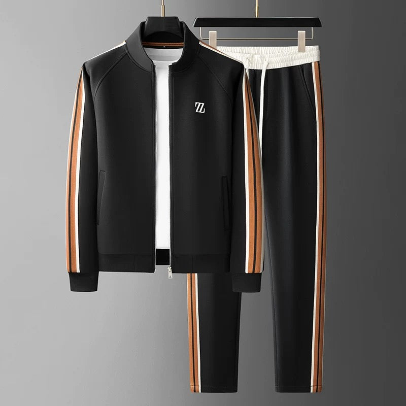 Deon - Conjunto deportivo estiloso con franjas laterales, chaqueta con cremallera y pantalón para hombre