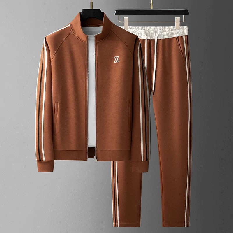 Deon - Conjunto deportivo estiloso con franjas laterales, chaqueta con cremallera y pantalón para hombre