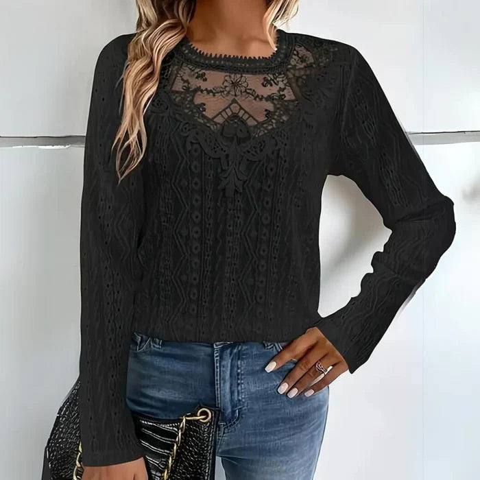 Gabriella - Elegante blusa de encaje de manga larga