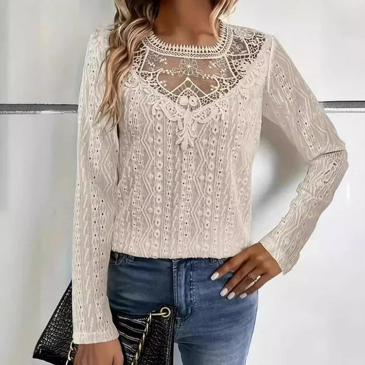 Gabriella - Elegante blusa de encaje de manga larga