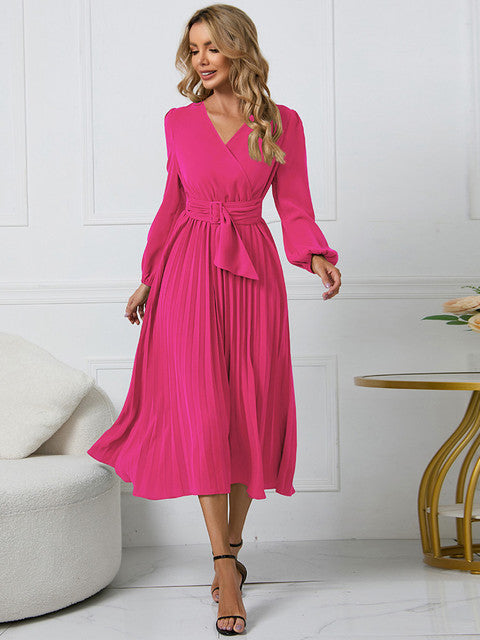 Nicole - Vestido plisado con cinturón