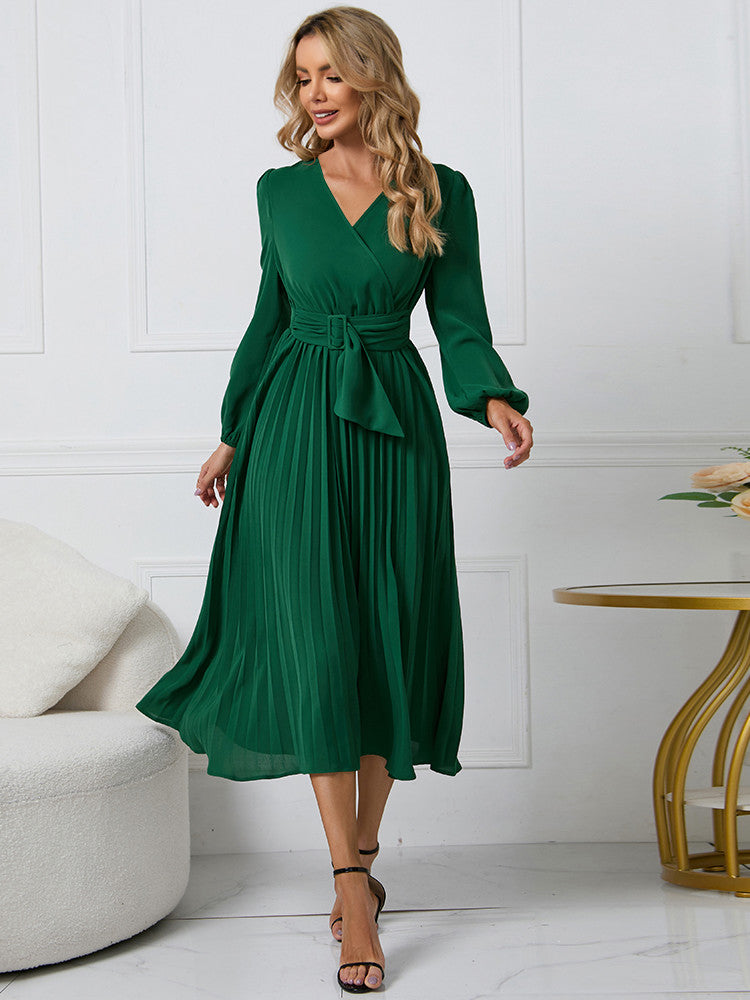 Nicole - Vestido plisado con cinturón