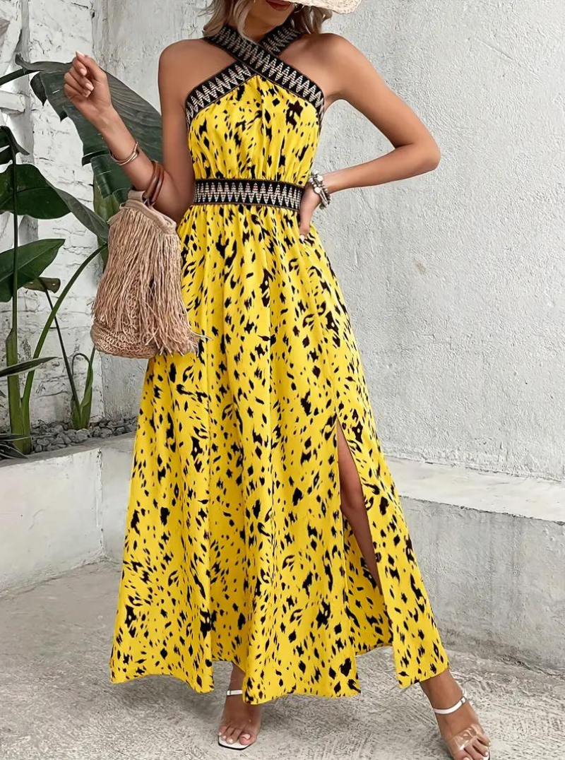Beverlyn - Elegante maxivestido boho sin mangas