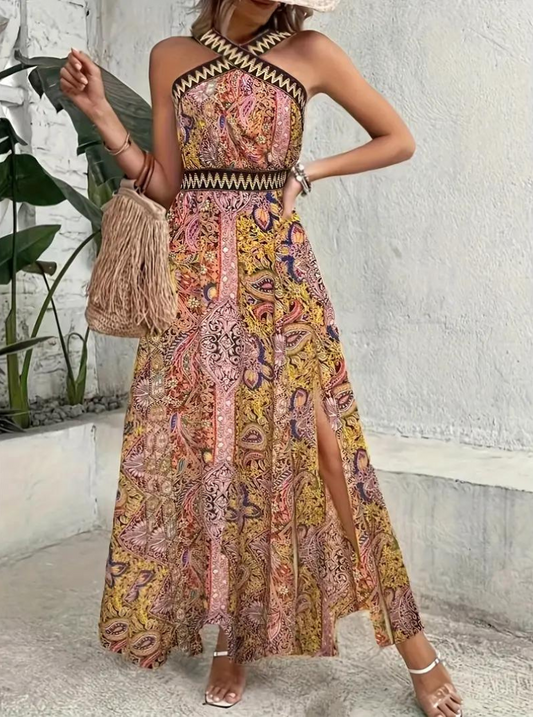 Beverlyn - Elegante maxivestido boho sin mangas
