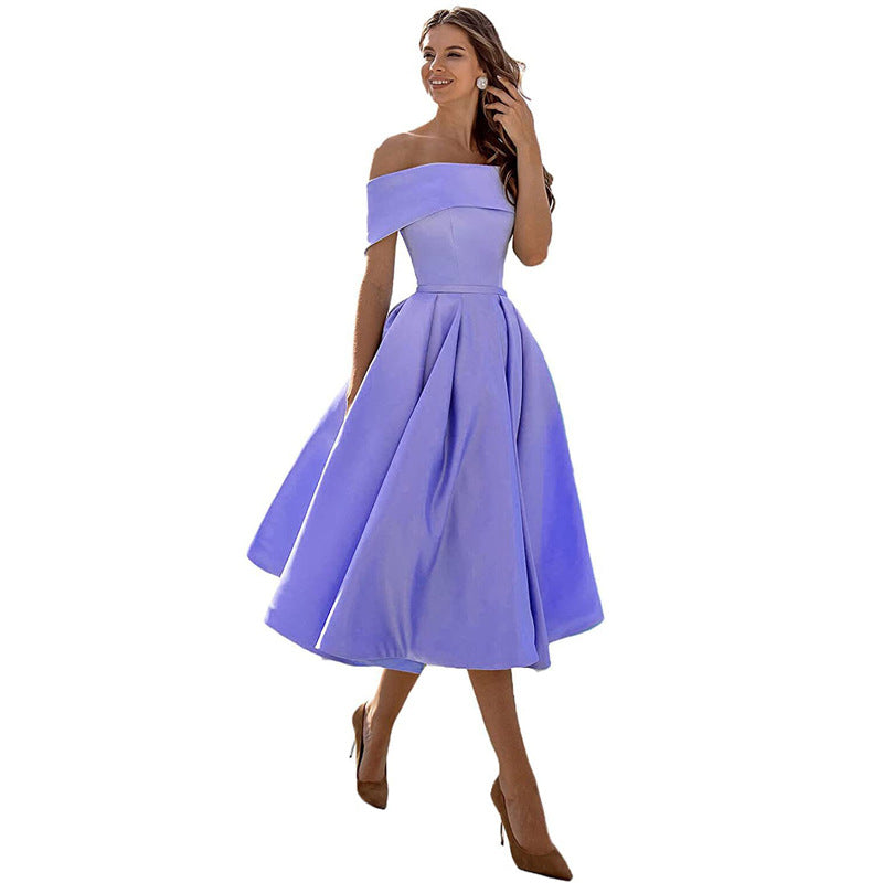 Gabriela - Moda Casual Vestido de fiesta de satén sin tirantes