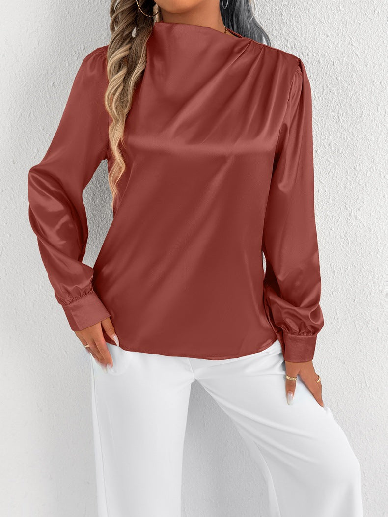 Elvira - Elegante blusa de cuello alto y manga larga