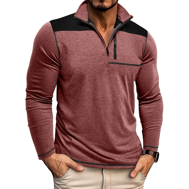 Claudio - Camisa casual de manga larga con media cremallera para hombre