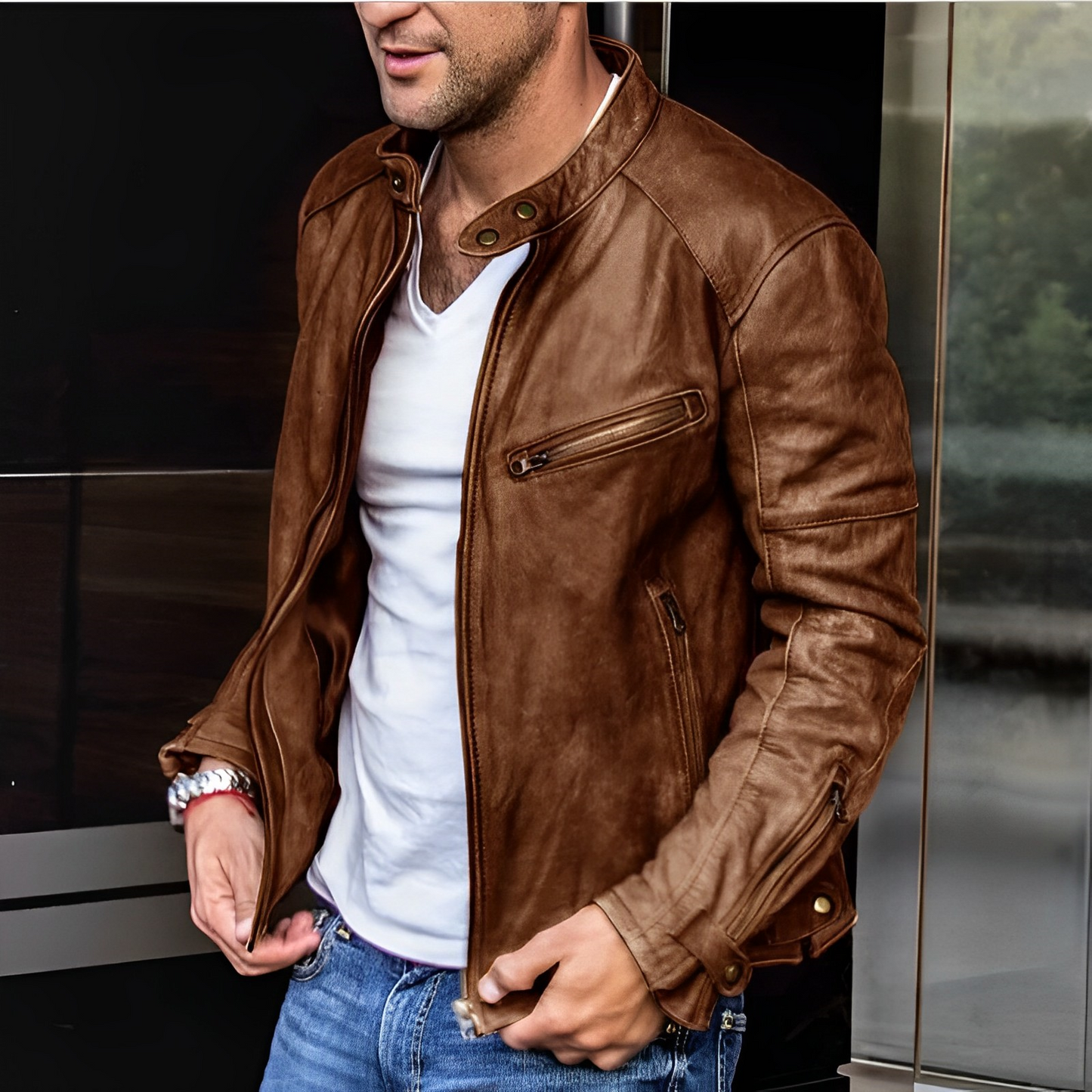 Dalton - Chaqueta de cuero elegante para todas las estaciones