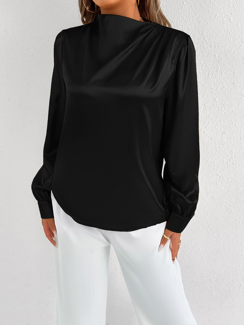 Elvira - Elegante blusa de cuello alto y manga larga