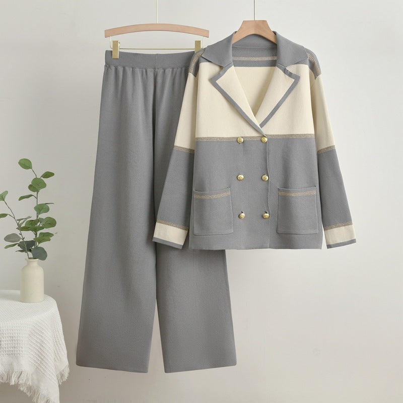 Tiffany - Elegante conjunto de abrigo y pantalón de pata ancha