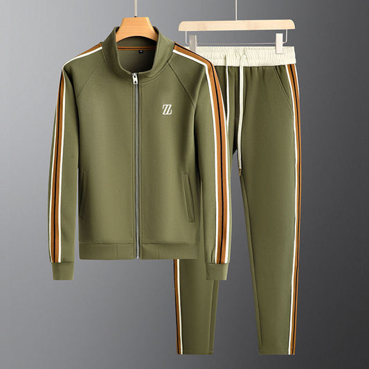 Deon - Conjunto deportivo estiloso con franjas laterales, chaqueta con cremallera y pantalón para hombre