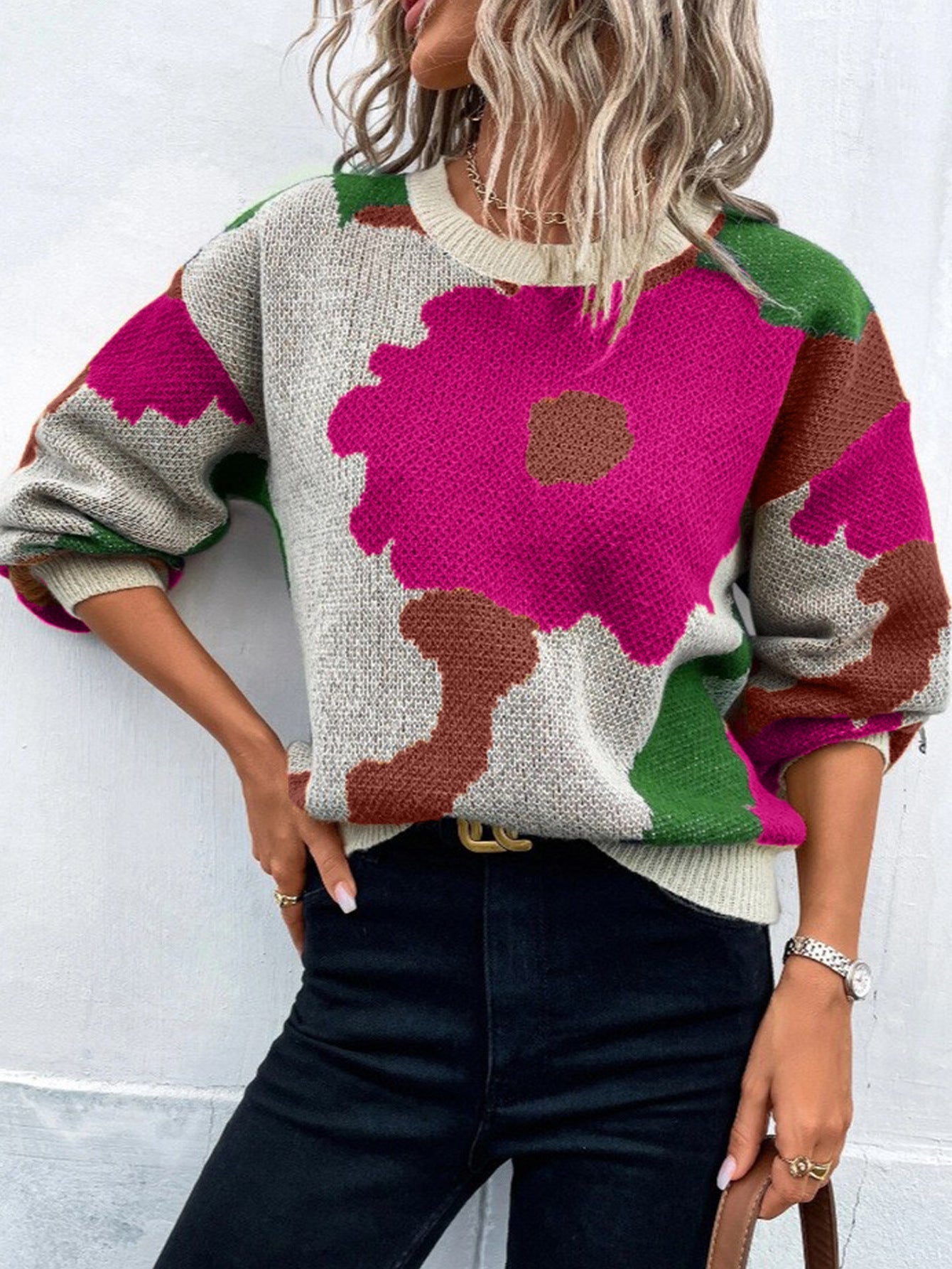 Liselotte - Cómodo suéter holgado con estampado floral