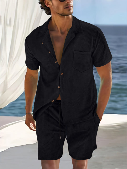 Hussain - Polo casual con shorts para hombre