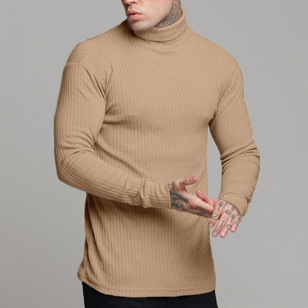 Derek - Jersey de cuello alto Slim Fit acanalado para hombre