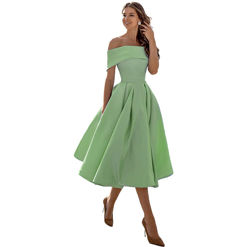 Gabriela - Moda Casual Vestido de fiesta de satén sin tirantes