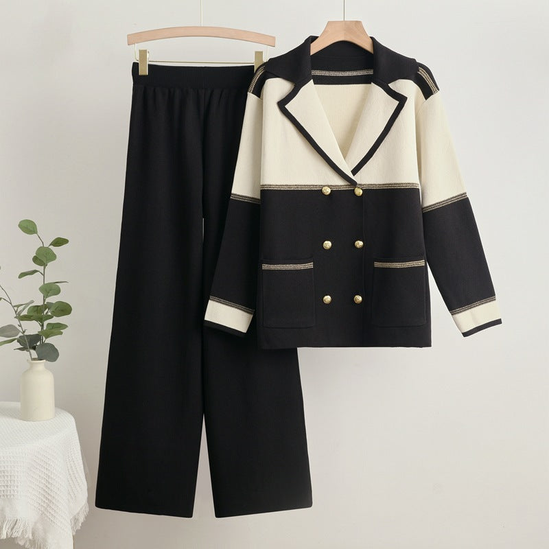 Tiffany - Elegante conjunto de abrigo y pantalón de pata ancha