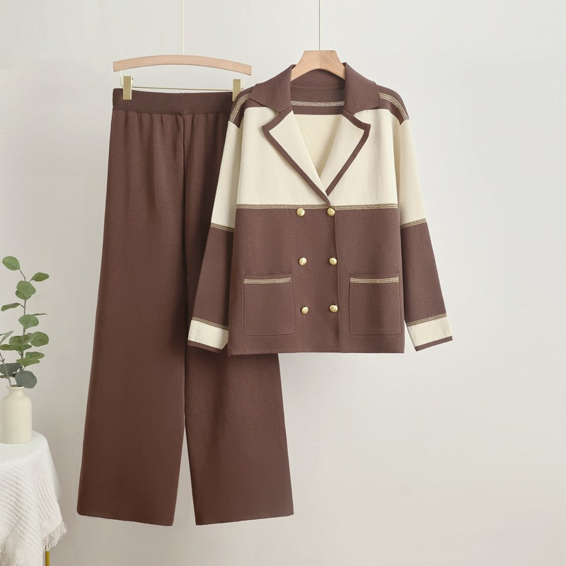 Tiffany - Elegante conjunto de abrigo y pantalón de pata ancha