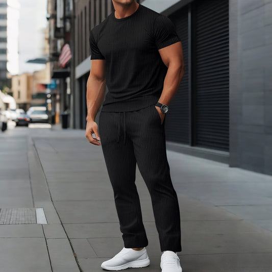 Galvin - Conjunto casual Slim Fit de camiseta y pantalón para hombre