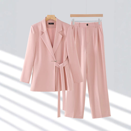 Adelie - Elegante conjunto de blazer y pantalón de pata ancha