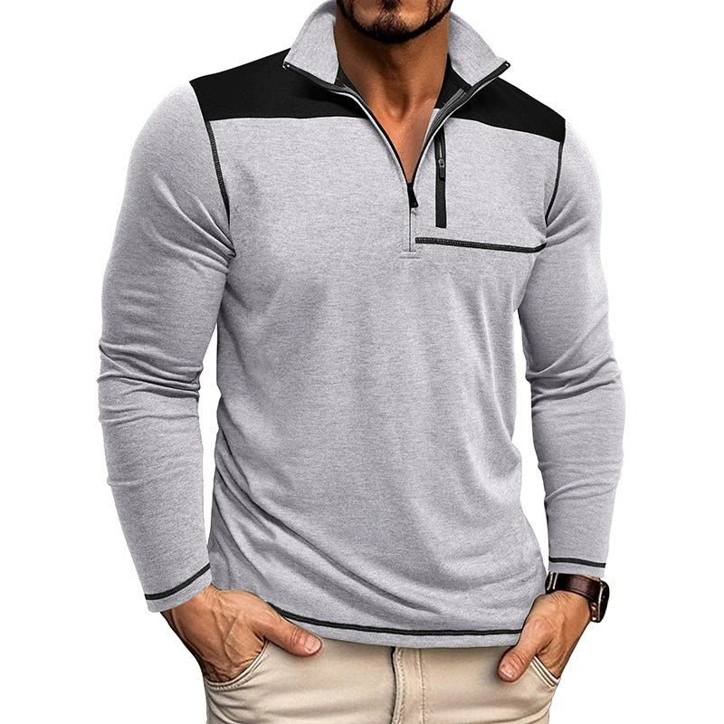 Claudio - Camisa casual de manga larga con media cremallera para hombre