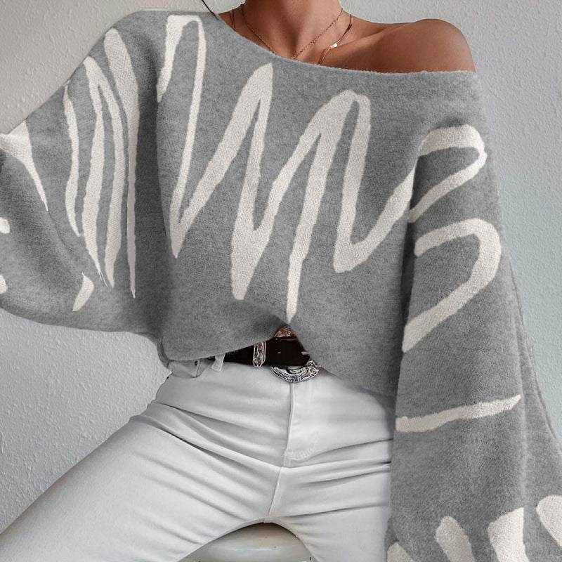 Lenie - Jersey oversize de punto con manga farol y estampado