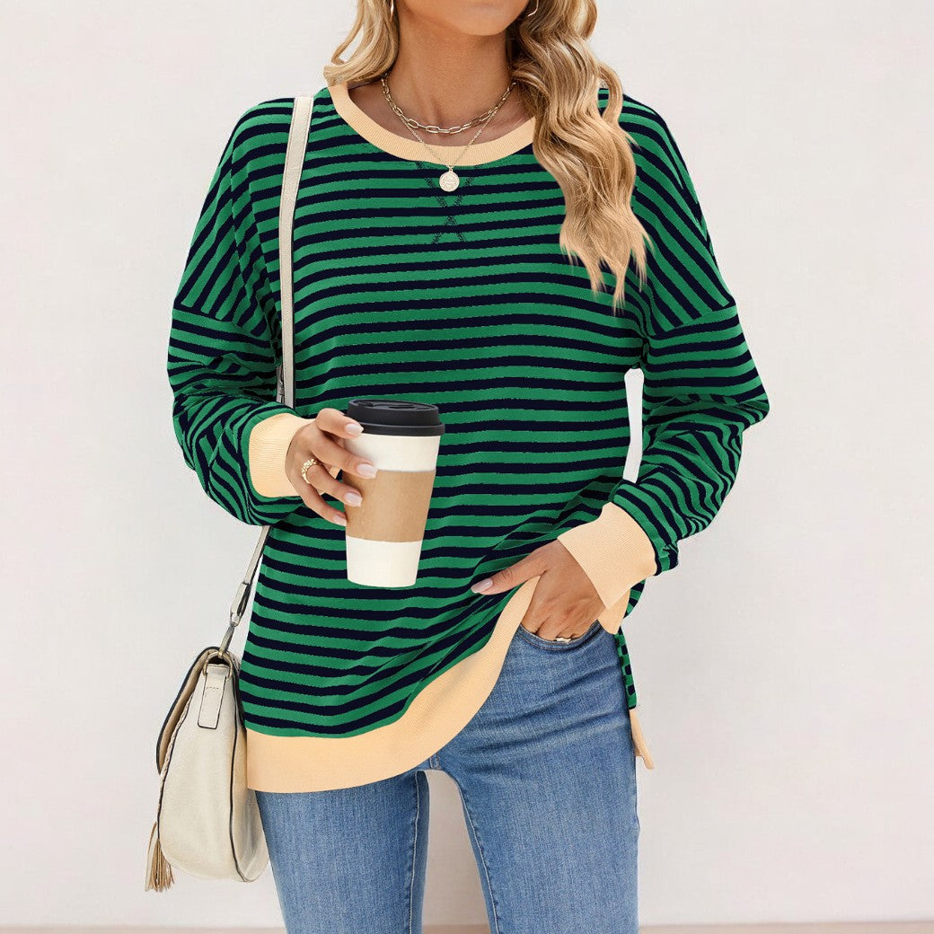 Trisha - Elegante jersey suelto de rayas de colores