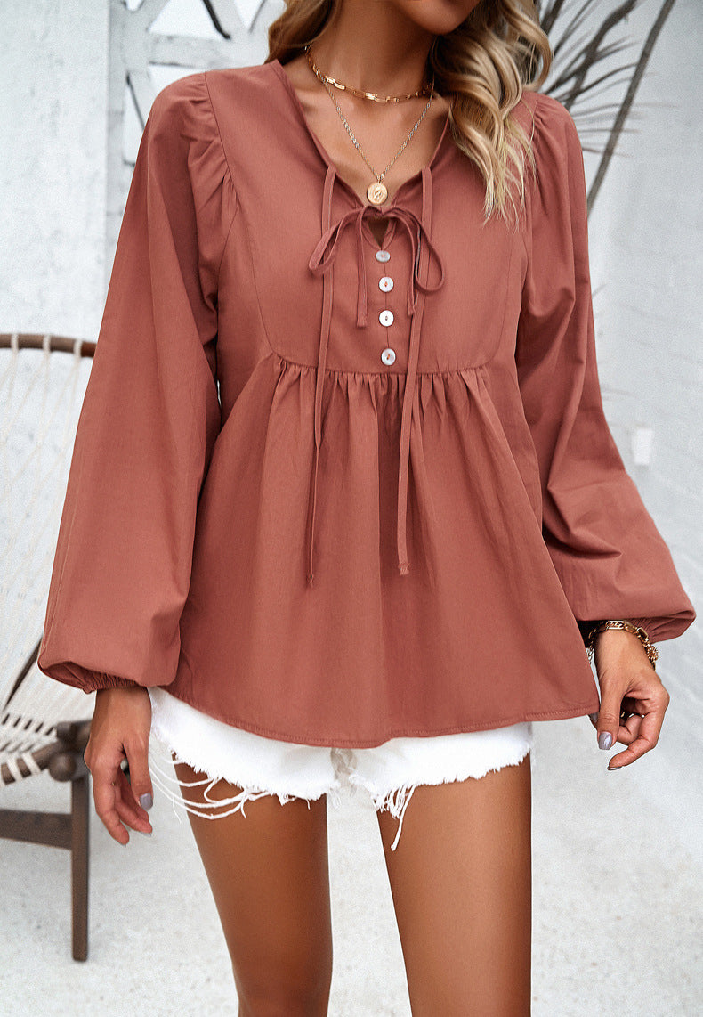 Tracie - Elegante blusa informal suelta con botones